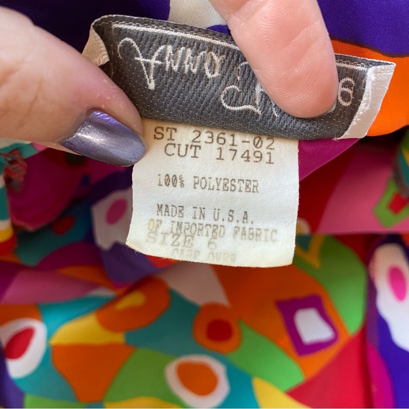 ❌SOLD🏷️Vintage 90s Anna Kriste Pleated Abstract Wild Multicolor Blouse/Jacket - Picture 9 of 11